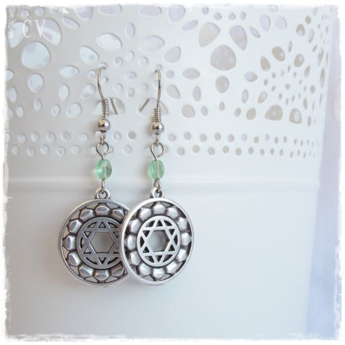 Anahata Dangle Earrings with Peridot Stones