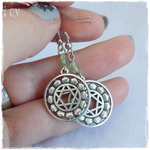 Long Life Chakra Silver Earrings