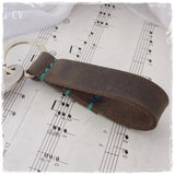 Rustic Brown Leather Key Fob ~