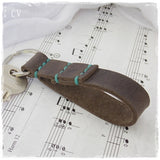 Rustic Brown Leather Key Fob ~