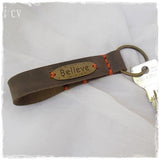 Believe Inspirational Positive Leather Keyfob