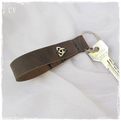 Triad Knot Leather Keychain ~