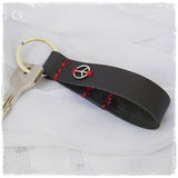 Peace Symbol Leather Keychain ~