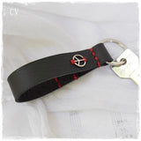 Peace Symbol Leather Keychain ~