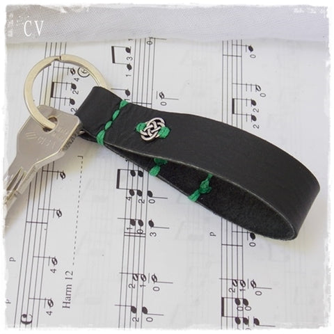 3rd Anniversary Celtic Leather Keychain