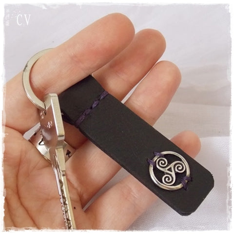Triple Spiral Leather Key-Ring ~