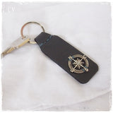 Personalized Compass Leather Keyring