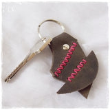 Tribal Embroidered Leather Keyring