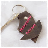 Tribal Embroidered Leather Keyring