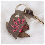 Tribal Embroidered Leather Keyring