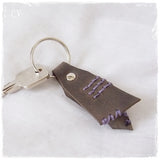 Tribal Stitched Leather Keychain ~