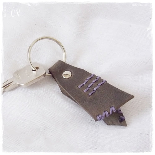 Tribal Stitched Leather Keychain
