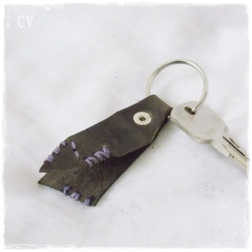 Tribal Stitched Leather Keychain