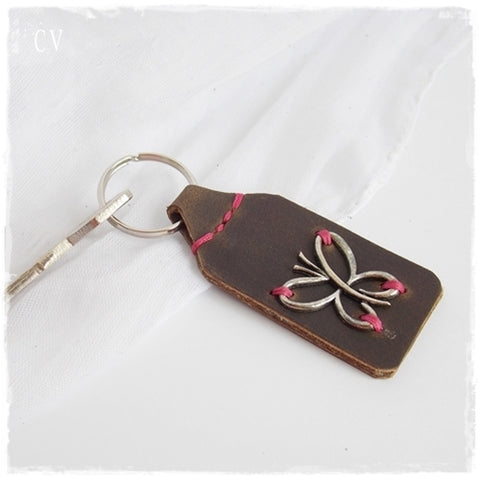Monarch Butterfly Leather Keychain