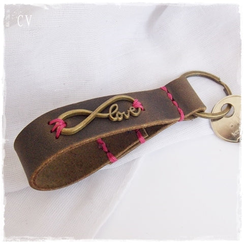 Love Infinity Leather Keychain