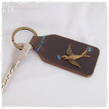 Swallow Leather Keychain ~