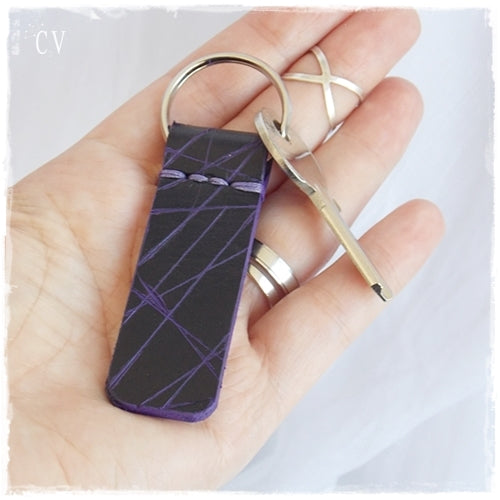 Gothic Black Leather Keychain