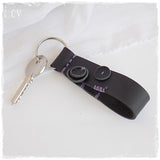 Geometric Black Leather Key Fob