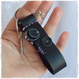 3rd Anniversary Black Leather Keyfob For Her