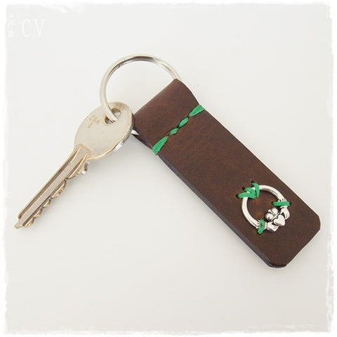 Claddagh Leather Keychain