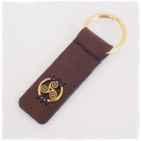 Triple Spiral Leather Keychain *