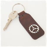 Personalized Steampunk Leather Keychain