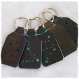 Engraved Constellation Leather Keychains