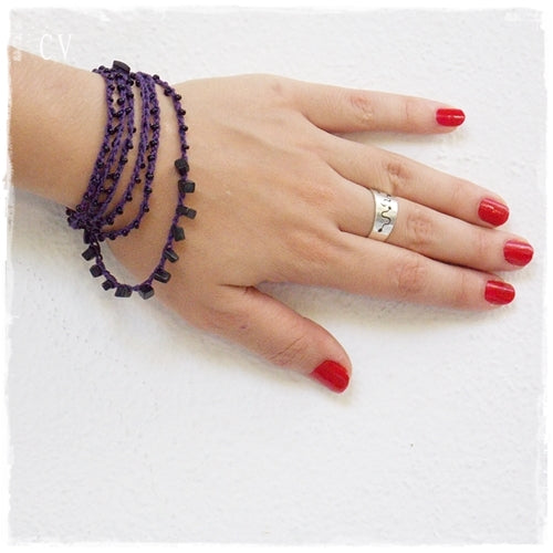 Agate Stone Crochet Cotton Bracelet Necklace 