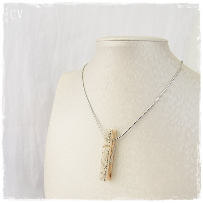 Minimal Calligraphy Wooden Necklace