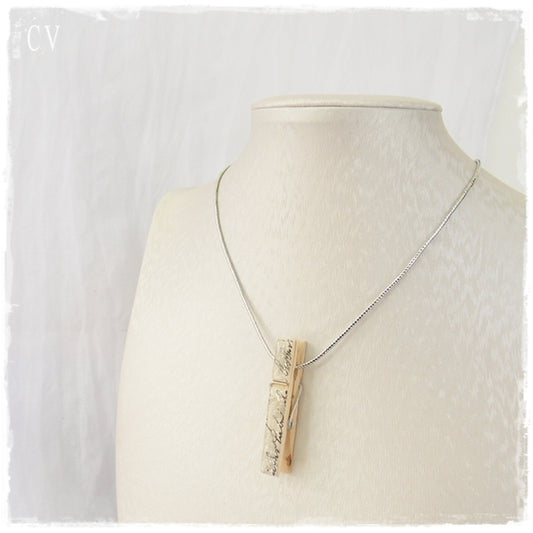 Minimal Calligraphy Wooden Necklace