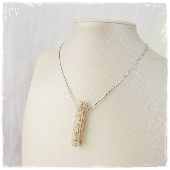 Calligraphy Script Wooden Necklace