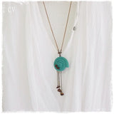 Turquoise Sea Shell Polymer Clay Pendant Necklace
