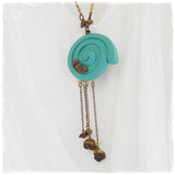 Nautical Polymer Clay Amulet with Tiger's Eye Stones