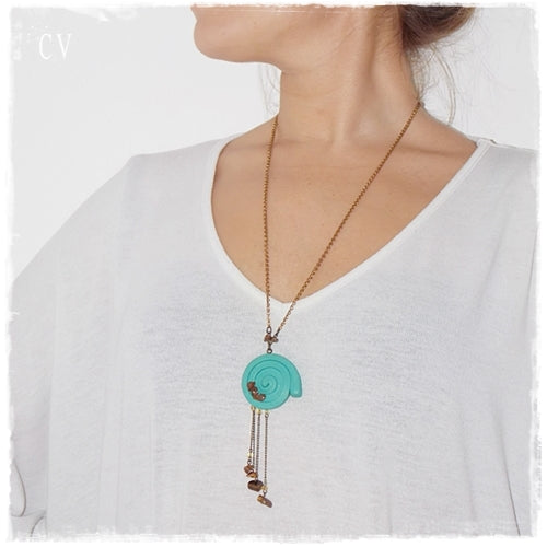 Long Tribal Polymer Clay Nautical Necklace