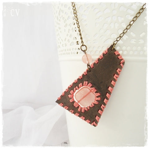 Tribal Gypsy Leather Pendant Necklace