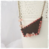 Up-Cycled Rustic Leather Bib Necklace with Agate