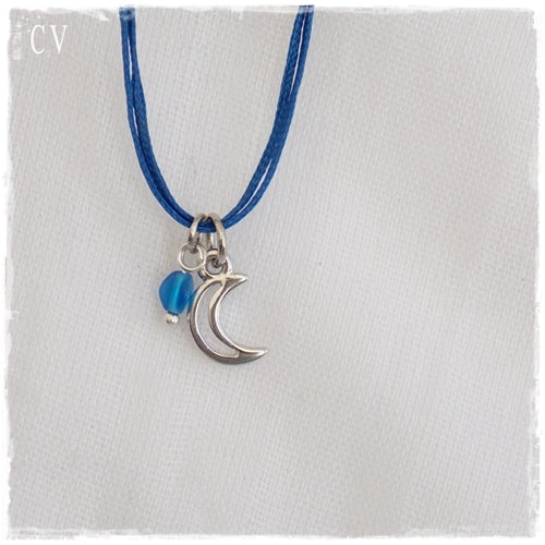 Birthstone Crescent Moon Dainty Necklace