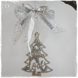 2023 Silver Wooden Tree Ornament 