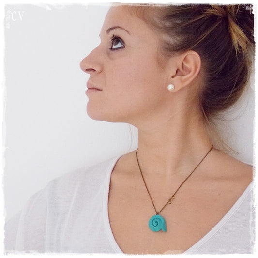 Dainty Nautilus Polymer Clay Pendant Necklace