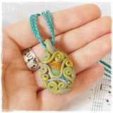 Water Nymph Polymer Clay Pendant ~