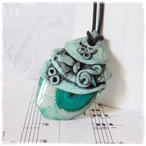 Woodland Agate Stone Pendant Necklace