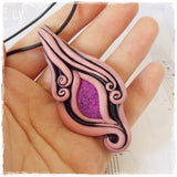 Sacred Feminine Agate Polymer Clay Pendant