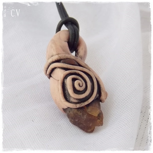 Carnelian Polymer Clay Necklace