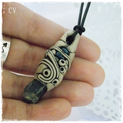 Raw Kyanite Polymer Clay Pendant