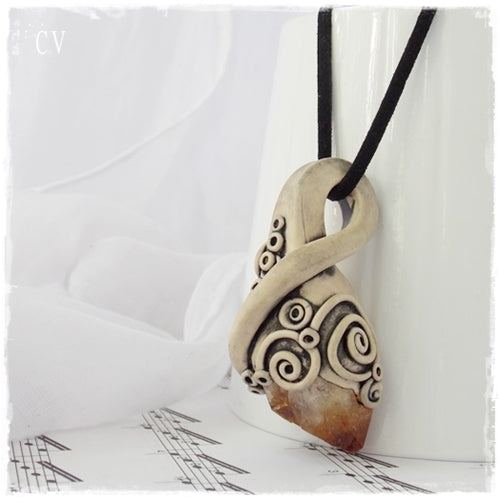 Raw Citrine Pendant Necklace