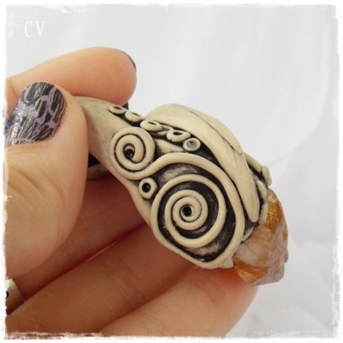 Citrine Gemstone Polymer Clay Necklace
