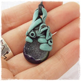 Elven Druzy Agate Polymer Clay Pendant
