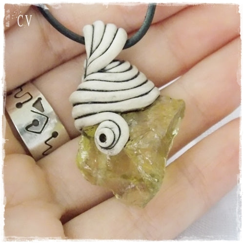 Citrine Glass Polymer Clay Necklace