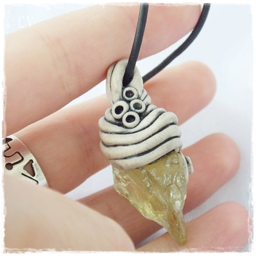 Citrine Glass Polymer Clay Necklace
