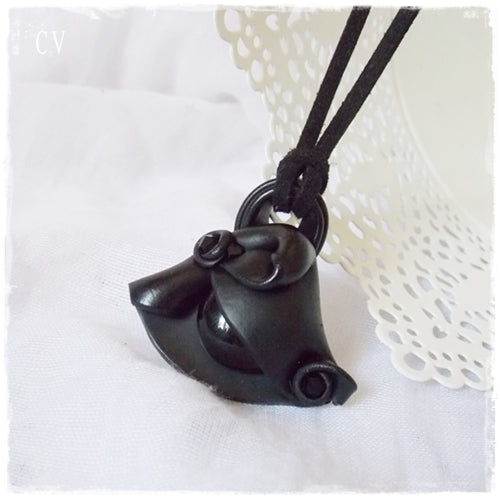 Black Polymer Clay Pendant